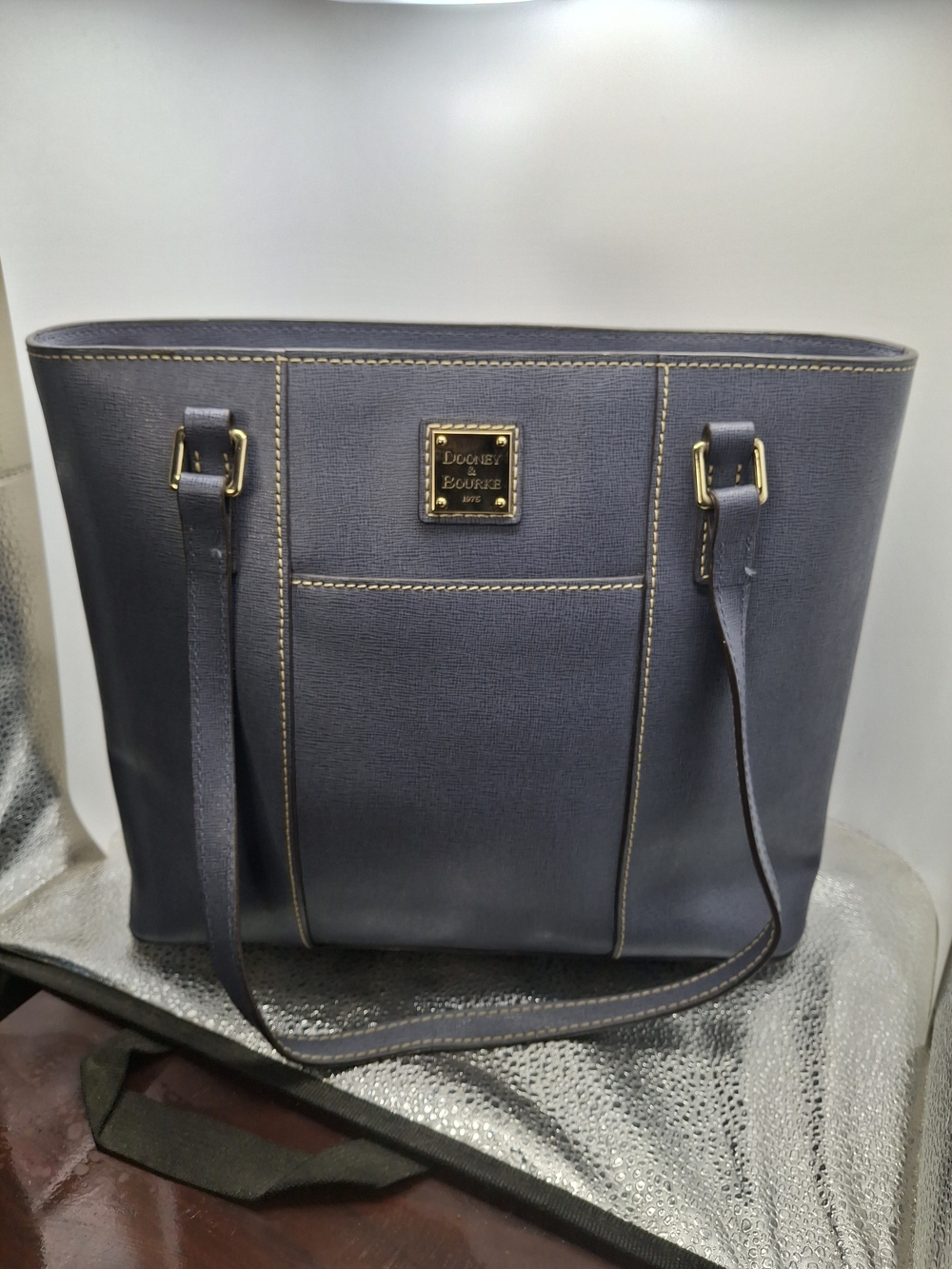 Dooney & Bourke Navy Saffiano Tote Bag Shoulder Bag Small Lexington
